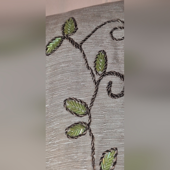 SILK LAND 100% Silk Light Brown Floral Embroidered Blazer - Picture 8 of 11